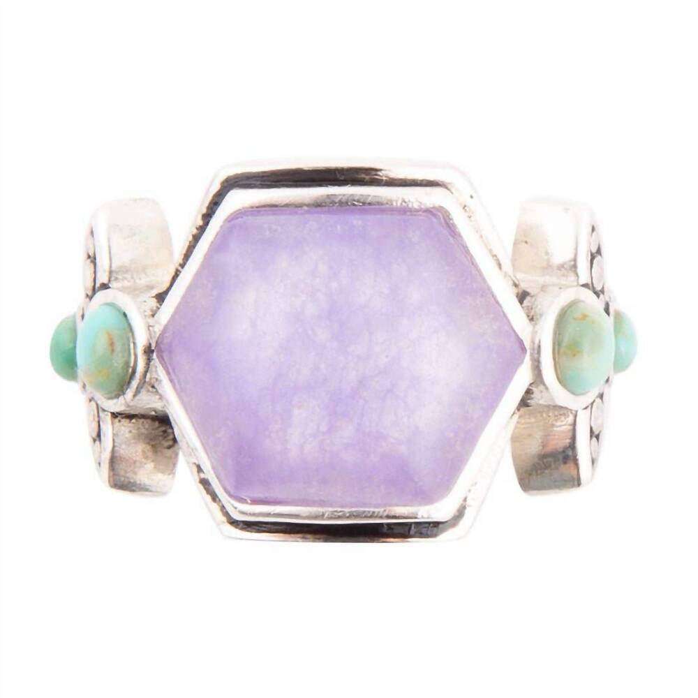 NEW BARSE women's emile ring in purple quartz/blue turquoise
